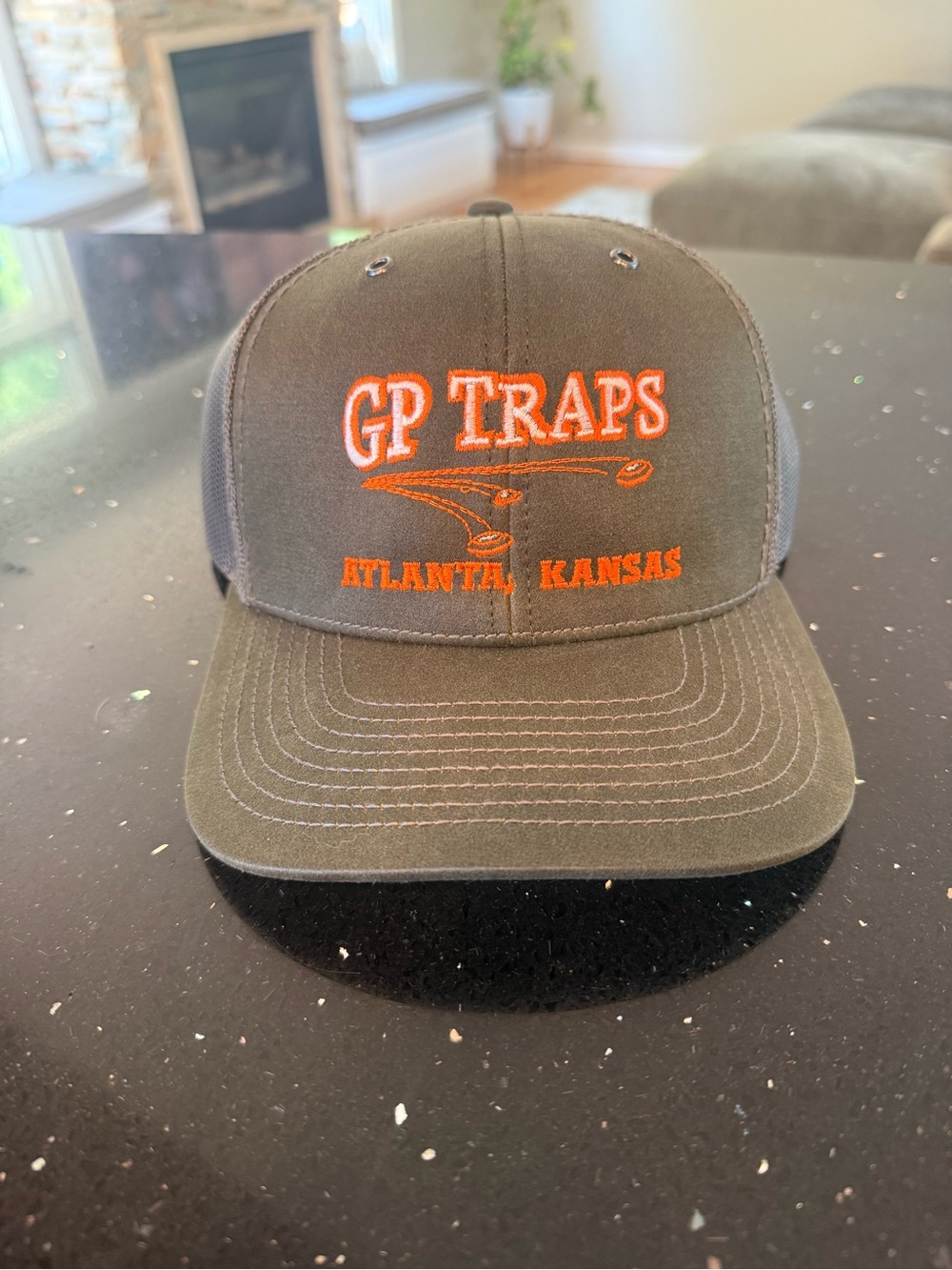 GP Traps Atlanta Kansas Olive Green and Orange Trucker Hat - Picture 2 of 4